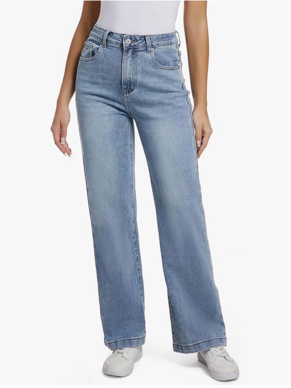 ETTELO Light Blue Straight Leg High-Rise Jeans